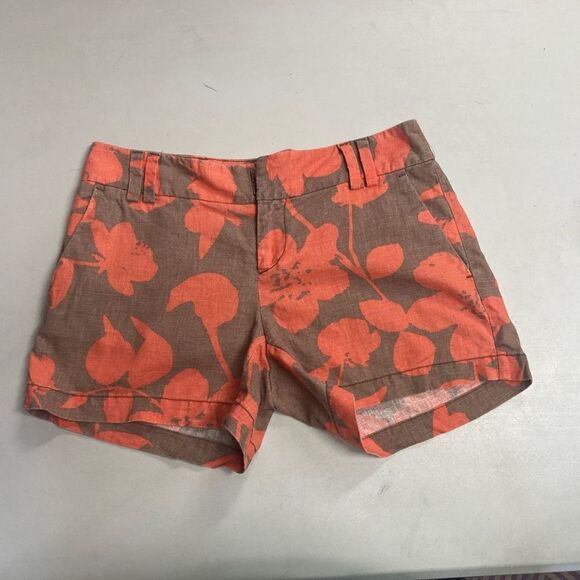 Ann Taylor LOFT Women’s Linen Blend Shorts Orange & Brown Size ￼0 Inseam 4” - Picture 9 of 9